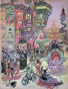 Advance view of Paris modern style by designer Albert Robida by Albert Robida