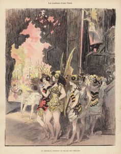 Backstage during a production of the Ballet des Insectes at the Theatre du Chatelet, Paris by Albert Robida