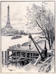 Beginning of construction work on the architectural reconstruction of Old Paris medieval, on the banks of the Seine, for the 1900 World