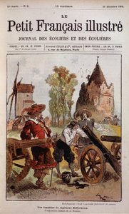Bellehumeur had improvised manufacturer of Canon - The shyness of Captain Bellormeau by Robida. Cover The Little Frenchman Illustrated of 30/12/1899