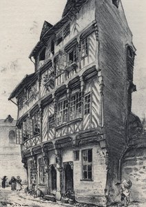 House rue Saint Guillaume in Rennes - Old France - Brittany - text, drawings and lithographs, by Albert Robida (1848-1926) undated end 19th century by Albert Robida