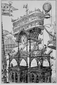 International Hotel at the top of the Arc de Triomphe by Albert Robida
