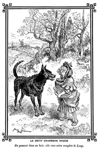 Little Red Riding Hood meets the Wolf by Albert Robida