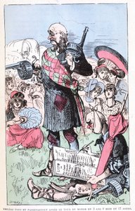 Phileas Fogg and Passepartout after the tour of the world in 3 years 8 months and 17 days, parody of Jules Verne, 