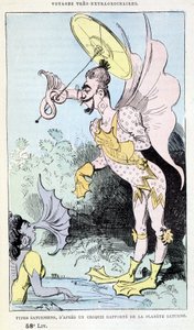 Saturnian types from a reported sketch of the planet Saturn (pseudo-anthropological grotesque monsters), parody of Jules Verne, 