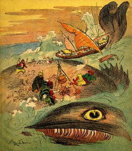 Sindbad the Sailor - Tale of the Thousand and One Nights - Sindbad and His Companions Have Failed by Albert Robida