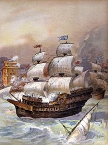 The fleet of Jean Ango blocks the Tagus and threatens Lisbon