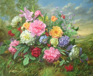 AB18 Peonies and Hydrangea by Albert Williams