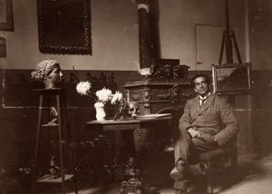 The sculptor Mario Pelagatti in his studio, Florence, 20/11/1920