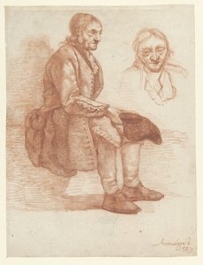 Seated Old Man, Facing Right, Head Repeated