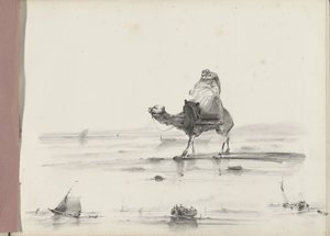 Man Riding a Camel Along a Coast by Albertus van Beest