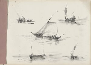 Study Sheet with Sailing Ships on the Water by Albertus van Beest