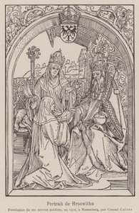Hrotsvitha of Gandersheim by Albrecht (after) Durer or Duerer