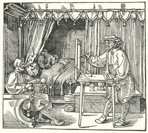 Method of producing a scale image by marking the outlines of the object on a sheet of glass by Albrecht (after) Durer or Duerer