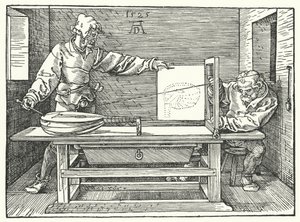 The use of strings to construct a perspective image of a lute by Albrecht (after) Durer or Duerer