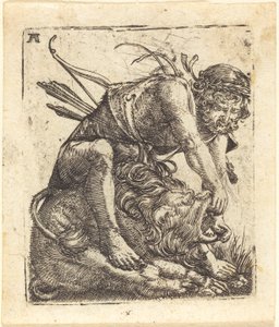 Hercules Overcoming the Nemean Lion by Albrecht Altdorfer