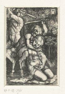 Satyr and a Man Fighting Over a Woman