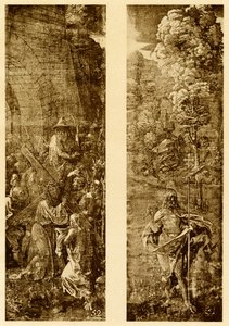 Bearing of the Cross and Christ with the Banner of Victory by Albrecht Dürer