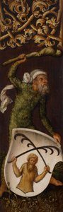 Portrait Triptych of Oswolt Krel, Left Wing: "Wild Man" with the Coat of Arms of Oswolt Krel by Albrecht Dürer
