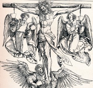 Christ on the Cross with Three Angels by Albrecht Dürer