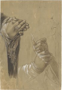 Hands and a Head in Profile by Albrecht Dürer
