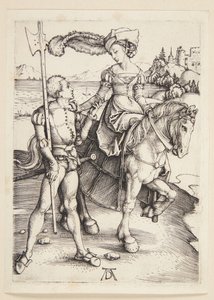 Lady on Horseback and Lansquenet by Albrecht Dürer