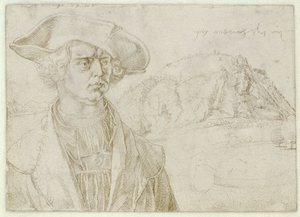 Male Bust (Aert Bruyn?) and Landscape near Andernach by Albrecht Dürer