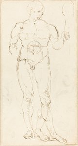 Male Nude Holding a Mirror