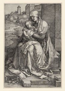 Mary with Child Sitting in Front of a Wall by Albrecht Dürer
