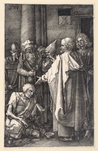 Peter and John Healing a Lame Beggar in the Temple (Copperplate Passion) by Albrecht Dürer