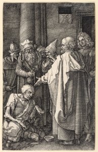 Peter and John Healing a Lame Beggar in the Temple (Engraved Passion) by Albrecht Dürer