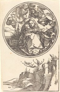 The Virgin Crowned by Two Angels above a Landscape by Albrecht Dürer