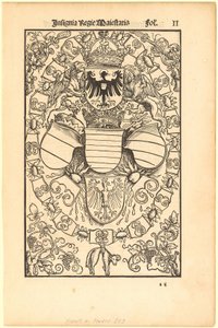 Coat of Arms of Maximilian I as Roman King [recto]; Coat of Arms of Florian Waldauf (Waldauff) von Waldenstein [verso] by Albrecht Dürer