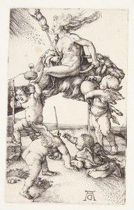 Witch Riding Backwards on a Goat