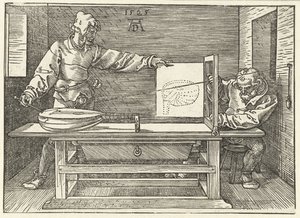 Artist Drawing a Lute by Albrecht Dürer or Duerer