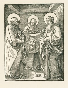 Saint Veronica between Saints Peter and Paul - The Sudarium of Saint Veronica by Albrecht Dürer or Duerer