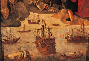 Spanish Caravel (detail) by Alejo Fernandez