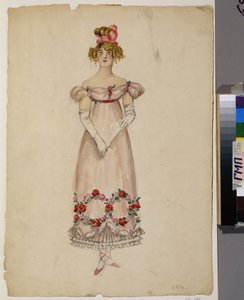 Dress with flower garlands. Costume project for the opera 