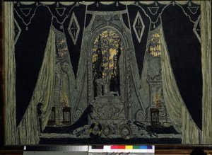 Stage design for the opera The Stone Guest by A. Dargomyzhsky