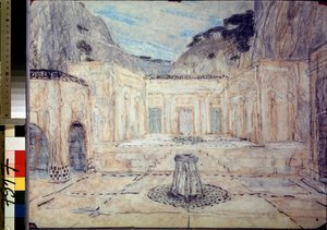 Stage Design for the Tragedy Antigone after Sophocles by Aleksandr Jakovlevic Golovin