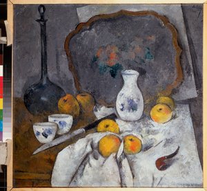 Still Life with a Decanter and a Pipe - Work by Alexander Vasilyevich Shevchenko (1883-1948) by Aleksandr Vasilievich Shevchenko
