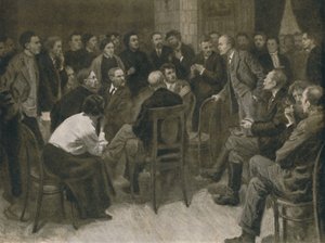 Lenin Debating with the Narodnik Vorontsov by Aleksandr Viktorovic Moravov