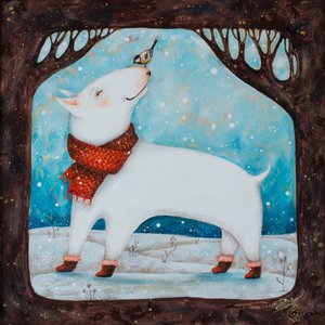 Snowy Bull Terrier Friend by Aleksandra Paranchenko