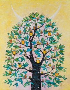 Tree of Whimsical Owls by Aleksandra Paranchenko