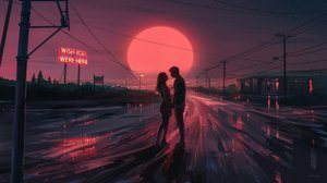 Red Sunset Couple by Alena Aenami