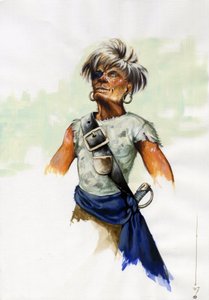 Portrait of a pirate or sailor with blindfold