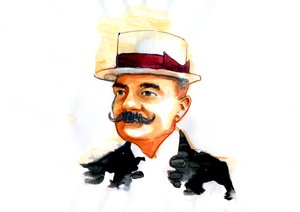 Portrait of the Italian writer Emilio Salgari by Alessandro Lonati