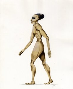 Science fiction illustration: an alien from the planet Mars to the conquest of space