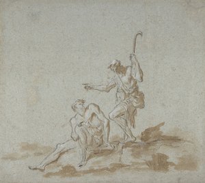 A Shepherd Addressing a Seated Male Nude by Alessandro Magnasco