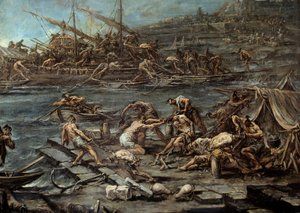 The Boarding of the Galerians in the Port of Genoa (detail) by Alessandro Magnasco